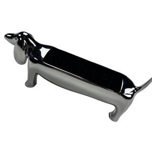 Umbra Chrome Silver Dachsie Dachshund Ring Holder Jewelry Storage Black Velvet